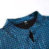 ieftine Topuri-Retro / vintage Discotecă Anii 1980 Tricou Tricou POLO Mâneci scurte Disc Metalic strălucitor Metalic cadrilat Costume de fancy Bărbați Carnaval Petrecere Măr Adulți Cămașă Primavara vara