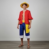 abordables Disfraces de anime-Aventurero del océano Dios del Sol Luffy Pirata del Sombrero de Paja Animé Pantalones Sombreros Accesorios Trajes De Cosplay Víspera de Todos los Santos Carnaval Rendimiento Cima Pantalones Cinturón