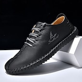 billiga Snygga snörskor-Handsydda snörskor för män, mjuka och bekväma loafers i vintagestil, lämpliga för vardagsbruk, resor, stadspromenader och eleganta vardagsutflykter.