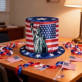 abordables 250º Aniversario-Sombrero de copa con la bandera estadounidense para hombres, mujeres y niños, sombrero patriótico del tío Sam, accesorio de disfraz para el 4 de julio, Día de la Independencia de EE. UU., para