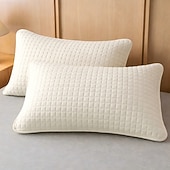 baratos Textured lance travesseiros-Capa de travesseiro acolchoada e impermeável, à prova de derramamentos, macia e respirável, com zíper, para cama, ideal para quarto e casa.