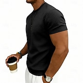 billige grunnleggende t-skjorter-Herre Vaffel T-skjorte T skjorte Kortermet skjorte T-skjorte Kortermet Crew-hals Sommer Vår Helfarge Gatemote Stilfull Sportslig Jacquard Daglig utendørs Feriereise Hvit Svart Mørkegrå Topp T-skjorte