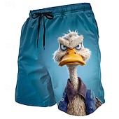  Bărbați Amuzant Rață animale de desene animate Boxeri înot Costume de baie Pantaloni scurți de baie Pantaloni Scurti Talie medie Hawaiană Vacanta la plaja Buzunare laterale Căptușeală din plasă Talie