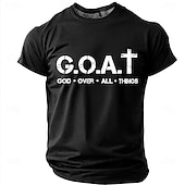  Herre Bibelen GOAT Gud Over Alle Ting Kristent Kors Logo Religiøs Tro Minimalistisk Akronym T-skjorte Grafisk Casual Kort Erme Kirke Slitasje Daglig Gave Designer Klær