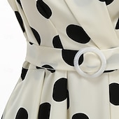 preiswerte Kleider-1950er Retro Vintage Rockabilly Midlänge Kleid Swing-Kleid Ausgestelltes Kleid Kurze Ärmel Einfarbig Tupfen Tailliert und ausgestellt Schaukel V Ausschnitt Kostüm Damen Lässig Party Alltagskleidung