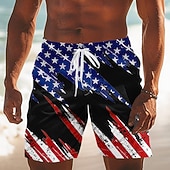 Herren 250. Jahrestag des Unabhängigkeitstages der USA am 4. Juli Amerikanische Flagge Badehosen Badeanzüge Badeshorts Boardshorts Mittlere Taille Patriotisch Ferien Seitentaschen Netzfutter