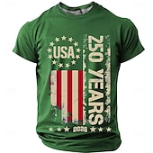 billige Patriotiske 250 T-skjorter-4. juli 2026 250. Herre Helfarge Amerikansk amerikansk flagg T skjorte Kortermet T skjorte 3D-utskrift Crew-hals Skjorte Vintage retro Patriotisk Daglig Festival Blå Svart Burgunder Sommer Vår Klær S