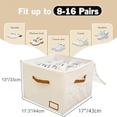 ieftine Depozitare Haine-Organizator de pantofi pentru dulap, cutii de depozitare a pantofilor din material textil cu capac transparent - cutii de depozitare a pantofilor pliabile, rezistente la umiditate, secționate,