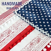 cheap U.S. 250th Anniversary-4th of July Decorations - Patriotic Memorial Day Decor - 4 x 2.3 Ft Rag American Flag Banner for Home Party Supplies - Fourth of July Deals Independence Day Accessories for Indoor Outdoor Decoration