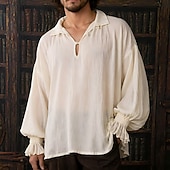  Medieval Renaissance Shirt Long Sleeves Pirate Viking Fancy Dress Unisex Viking Pirate Halloween Carnival Performance LARP Ren Faire Adults' Shirt