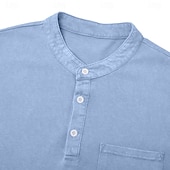 cheap Casual Henley Tee-Men's Henley Shirt 100% Cotton Acid Wash Shirt T shirt Tee Short Sleeve Solid Retro Vintage Casual Vintage Style Washed Henley Casual Summer Spring Fall Black Pink Light Green Henley T-Shirt