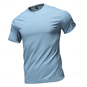 cheap Men's Casual T-shirts-Men's T Shirt Short Sleeve Shirt Tee Top Short Sleeve Crew Neck Summer Spring Solid Color Streetwear Stylish Leisure Quick Dry Slim Daily Outdoor Running Light Grey Top Tee for Men