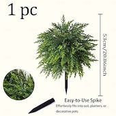お買い得  人工植物と緑-人工杉の木、高さ20.9インチの人工緑葉、地面に差し込むスパイク付き、リアルな屋内/屋外のホームデコレーション、プランターや庭の装飾、使いやすい床飾り