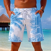 abordables Plantas y Flores Tropicales-Hombre Árbol de coco Degradado de color Plantas tropicales Boxers de Natación Trajes de baño, bañadores cortos Pantalones de Surf Media cintura Hawaiano Exterior Vacaciones Uso Diario Bolsillos