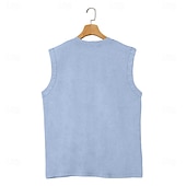 halpa Hihattomat treenipaidat-miesten vintage-toppi, 100 % puuvillaa, happamalla pesty liivi, aluspaita, hihaton paita, hihaton henley-paita, kesäinen yksivärinen muotisuunnittelijan perus taskunapit, lomakatu, musta t-paita miehille