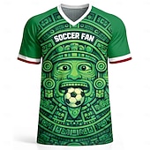  Herren Mexiko Fußball-Sommer Global Match Pullover-Oberteile Laufshirt Sommer Farbblock Kurzarm UPF 50 Schnelltrocknend Atmungsaktiv Leger Laufen Joggen Fitness Grün Sportbekleidung Sportkleidung