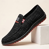 billiga Scarpe Casual Slip-On-Men's Black Slip-On Casual Sneakers Lightweight Breathable Walking Shoes Soft Comfort Low Top Footwear for Men, Daily Commutes, Weekend Travel, City Walking and Smart Casual Outfits