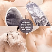 voordelige Persoonlijke bescherming-6-delige exfoliërende badset - rugscrubber voor onder de douche, exfoliërende handschoen &amp;Luffaspons, lichaamsscrubber met lange steel voor het verwijderen van dode huidcellen, professionele