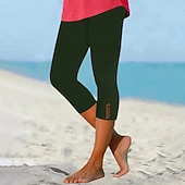  Women's Leggings Vacation Basic Calf-Length High Waist Comfort Micro-elastic Daily Blue claret Black Red Summer Spring Bodycon Top