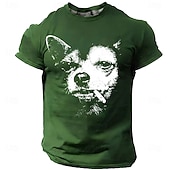 economico Magliette con stampa animale-Maglietta da uomo con chihuahua che fuma una sigaretta, streetwear grintoso, meme divertente, vestibilità regolare, stile thug life, cane cattivo, abbigliamento casual quotidiano firmato, taglie S, M,