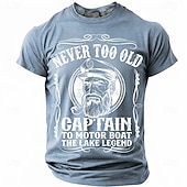  ανδρικό ποτέ πολύ παλιό καπετάνιο σε μηχανοκίνητο σκάφος ο θρύλος της λίμνης αστείο ναυτικό γραφικό μπλουζάκι με κοντό μανίκι, στρογγυλή λαιμόκοψη, παλιό καπετάνιο με σωλήνα, vintage δώρο για βαρκάδα,