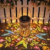 billiga Pathway Lights &amp; Lanterns-färgglad solcellslykta med kolibri, trädgårdspresenter för kvinnor och mammor, hängande utomhuslampor, vattentät dekorativ metalllampa för uteplats, gård, veranda, däck, bakgård, gångväg