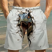 economico Animali &amp; Uccelli-Per uomo Ruggente Animale Dinosauro Costumi da bagno Costumi da bagno Pantaloncini da bagno Pantaloncini da Surf Misura del girovita medio Divertente Vacanza al Mare Tasche Laterali fodera in rete