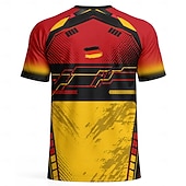  Germany Style Men's Soccer Jersey Geometric Athletic Summer Short Sleeve T-Shirt UPF 50 Quick Dry Breathable mesh fabric 2026 Soccer Fan Tee Tournament Football Gym Running Sports Yellow Black