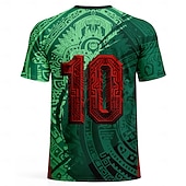 preiswerte Lauf-T-Shirts &amp; Tanktops-Herren Geometrisch Buchstaben &amp; Zahlen Mexiko Fußball-Sommer Global Match Laufshirt Sommer Kurzarm UPF 50 Schnelltrocknend Atmungsaktiv Fitnessstudio Laufen Fitness Dunkelgrün Sportbekleidung
