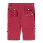 cheap Classic-Men's Cargo Shorts Hiking Shorts Leg Drawstring Wearable Elastic Cuff Plain Solid Comfort Knee Length Casual Daily Outdoor Vacation Fashion Navy Blue Red Micro-elastic