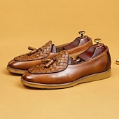 abordables Mocassins en cuir de qualité supérieure-Mocassins à pampilles en cuir véritable beige de qualité supérieure pour homme, chaussures habillées de luxe à enfiler, idéales pour le marié, les invités, les mariages en plein air, les réceptions et les occasions spéciales pour un gentleman élégant.
