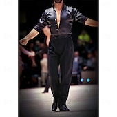 cheap Toppar och set-Men's Latin Ballroom Dance Shirt - Slim Fit Satin Performance Bodysuit for Competition
