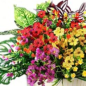 levne Umělé rostliny a zeleň-24 ks umělých rostlin zimozeleň, stonky, UV odolné umělé rostliny do interiéru &amp;venkovní, závěsná zeleň do zahrady, na verandu, do okenního truhlíku, na dům, na svatbu &amp;dekorace farmářského domu