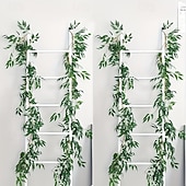 ieftine Plante artificiale și verdeață-2/4 buc ghirlandă artificială din frunze de salcie verde, plante suspendate din plastic lungi de 2 m cu frunze detașabile, decor realist din iederă artificială pentru nuntă, logodnă, petrecere, casă,