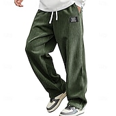economico pantaloni casual-Per uomo Pantaloni Pantaloni in velluto a coste Pantaloni invernali Pantaloni Larghi Coulisse Elastico in vita Tinta unica Comodità Lunghezza intera Quotidiano All'aperto Abbigliamento casual alla