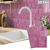 cheap Wall Stickers-10PCS 17x23cm Peel and Stick Thick Pink Purple Mosaic Pattern PVC Wall Stickers, American Vintage Style Self-Adhesive Removable Wallpaper for Renters, for Bedroom Bathroom Cabinet, Easy to Install