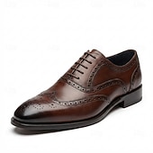 abordables Zapatos de Vestir Clásicos-Zapatos Oxford brogue de hombre color amarillo mostaza con puntera perforada, zapatos de vestir clásicos de estilo vintage para hombre, ideales para bodas, reuniones de negocios, fiestas y ocasiones formales.