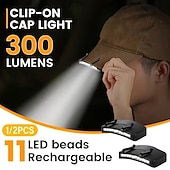 cheap Tactical Flashlights-3 Pack Rechargeable Clip on Cap Light, 11 LED 300 Lumens Hat Light for Men, Hands-Free Headlamp for Fishing Camping Hiking Hunting, Portable Lightweight LED Hat Flashlight for Baseball Caps