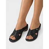 abordables Sandalias Cómodas-Sandalias de cuña con tiras cruzadas y pedrería verde para mujer: cómodas sandalias sin cordones con plantilla acolchada y tacón brillante de punta abierta, ideales para vacaciones y fiestas en el