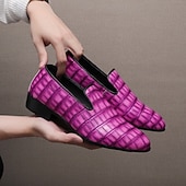 economico Mocassini-Mocassini da uomo viola con stampa coccodrillo, scarpe eleganti slip-on, calzature audaci e di tendenza per uomini alla moda, ideali per matrimoni, feste, banchetti, balli di fine anno e serate fuori.