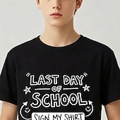 cheap Boy's 3D Funny Humor-100% Cotton Kids Boys' Black White Graphic Quotes &amp; Sayings T shirt Blouse Crew Neck Short Sleeve Outdoor Dailywear Fashion Streetwear Designer Printing Summer