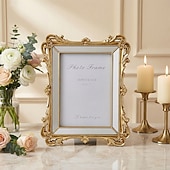 cheap Sculptures-1PC, Featuring Rococo Baroque Three-dimensional Relief Carving Technique. This Decorative Photo Frame for Home And Wedding Wse Is Suitable for Both Tabletop Display And wall Hanging