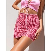 abordables Jupes graphiques-Femmes Jupe de vacances Mode Occasionnel Mini Taille haute Jupes Floral Imprimé Micro-Élastique Quotidien Rue Bleu Blanche Violet Fuchsia Été