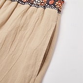 tanie Wakacje-Męskie Lniane spodnie Spodnie Letnie spodnie Spodnie plażowe Ściągana na sznurek Niejednolita całość Elastyczny pas Geometryczny Komfort Oddychający Pełna długość Codzienny Święto Urlop Moda Zielony