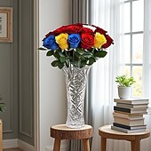 cheap Artificial Flower-32pcs Lifelike Rose Artificial Flowers - UV-Resistant Fabric, Perfect for Potted Plants, Porches, and Patios, Suitable for July 4th Independence Day, Memorial Day Decorations, and Home Decor