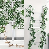 ieftine Plante artificiale și verdeață-2/4 buc ghirlandă artificială din frunze de salcie verde, plante suspendate din plastic lungi de 2 m cu frunze detașabile, decor realist din iederă artificială pentru nuntă, logodnă, petrecere, casă,