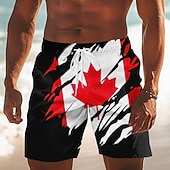 economico Stampa di Bandiera-Per uomo Canada Calcio Bandiera / Bandiera nazionale Costumi da bagno Costumi da bagno Pantaloncini da bagno Pantaloncini da Surf Misura del girovita medio Patriotico Ferie Tasche Laterali fodera in
