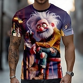 baratos Camisetas 3D-Homens 3D impressão 3D Camiseta Manga Curta Camiseta Impressão 3D Gola Redonda Camisa Exagerado Designer Diário Bandagem Festa Azul Roxo Profundo Branco Verão Primavera Todas as Estações Roupa S M L