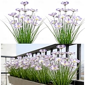 baratos Flor artificial-Conjunto de 7 flores artificiais para exterior e plantas bulbosas, réplicas em plástico de margaridas africanas e plantas rasteiras bulbosas, flores artificiais realistas de grama-cebola, adequadas