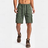 cheap Classic-Men's Tactical Cargo Cargo Shorts Shorts Casual Shorts Drawstring Pocket Elastic Waist Plain Comfort Breathable Knee Length Casual Outdoor Beach Vacation Fashion Black Navy Blue Inelastic